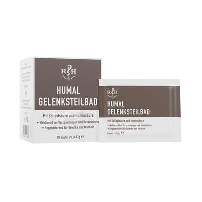Sie sehen eine Packung HUMAL Gelenksteilbad 10 Beutel je 12g, 10 Stück, Produktbild: 02 HUMAL Gelenksteilbad 10 Beutel je 12g, 10 Stück, A-Nr.: 4395047 - 02