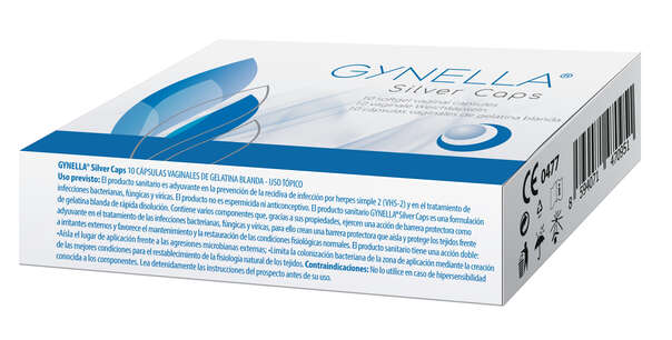 Sie sehen eine Packung GYNELLA SILVER CAPS VAG.KPS, 10 Stück, Produktbild: 01 GYNELLA SILVER CAPS VAG.KPS, 10 Stück, A-Nr.: 4828718 - 01