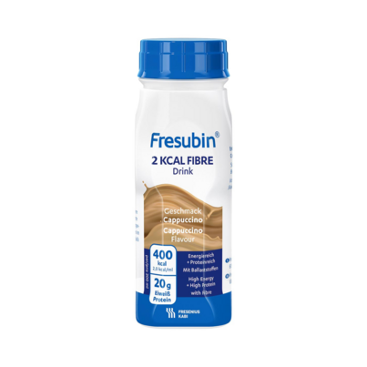 Sie sehen eine Packung Fresubin® 2 kcal fibre Drink Cappuccino, 24 Stück, Produktbild: 01 Fresubin® 2 kcal fibre Drink Cappuccino, 24 Stück, A-Nr.: 3815777 - 01