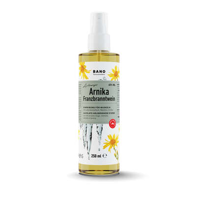 Sie sehen eine Packung Franzbranntwein Arnika, 250 Milliliter, Produktbild: 01 Franzbranntwein Arnika, 250 Milliliter, A-Nr.: 1774270 - 01