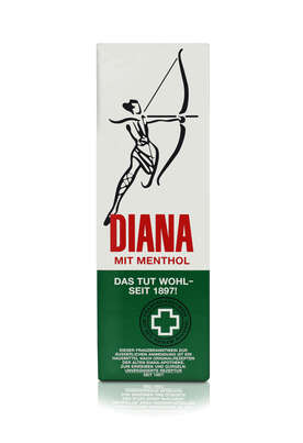 Sie sehen eine Packung DIANA Franzbranntwein mit Menthol, 250 Milliliter, Produktbild: 01 DIANA Franzbranntwein mit Menthol, 250 Milliliter, A-Nr.: 0826846 - 01
