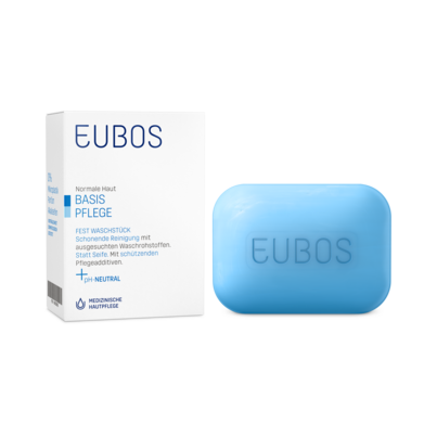 Sie sehen eine Packung EUBOS WASCHSTK.BLAU, 125 Gramm, Produktbild: 06 EUBOS WASCHSTK.BLAU, 125 Gramm, A-Nr.: 1560882 - 06