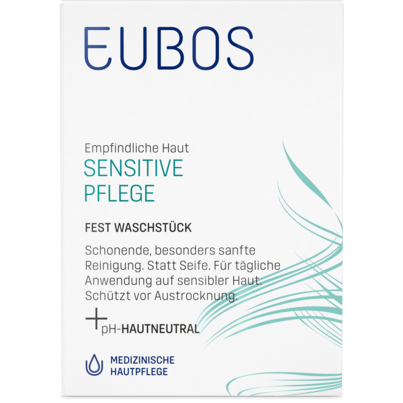 Sie sehen eine Packung EUBOS WASCHSTK.SENS, 125 Gramm, Produktbild: 03 EUBOS WASCHSTK.SENS, 125 Gramm, A-Nr.: 2030985 - 03