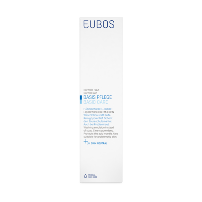 Sie sehen eine Packung Eubos Wasch und Dusch flüssig blau 400ml mit Spender, Produktbild: 03 Eubos Wasch und Dusch flüssig blau 400ml mit Spender, A-Nr.: 1672374 - 03