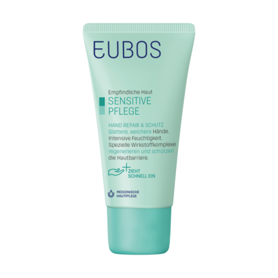 Sie sehen eine Packung EUBOS SENS REP+SCHUTZCR HAND, 75 Milliliter, Produktbild: 02 EUBOS SENS REP+SCHUTZCR HAND, 75 Milliliter, A-Nr.: 2302219 - 02