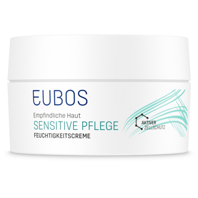 Sie sehen eine Packung Eubos Sensitive Pflege Feuchtigkeitscreme, 50 Milliliter, Produktbild: 01 Eubos Sensitive Pflege Feuchtigkeitscreme, 50 Milliliter, A-Nr.: 2168005 - 01