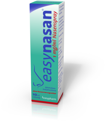 Sie sehen eine Packung easynasan 1 mg/ml Nasenspray, 10 Milliliter, Produktbild: 03 easynasan 1 mg/ml Nasenspray, 10 Milliliter, A-Nr.: 4474775 - 03