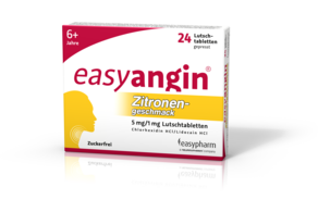 easyangin mit Zitronengeschmack 5mg/1mg Lutschtabletten, 24 Stück, A-Nr.: 4222565 - 01