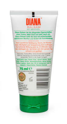 Sie sehen eine Packung Diana Balsam mit Menthol Tube, 75 Milliliter, Produktbild: 01 Diana Balsam mit Menthol Tube, 75 Milliliter, A-Nr.: 2340013 - 01