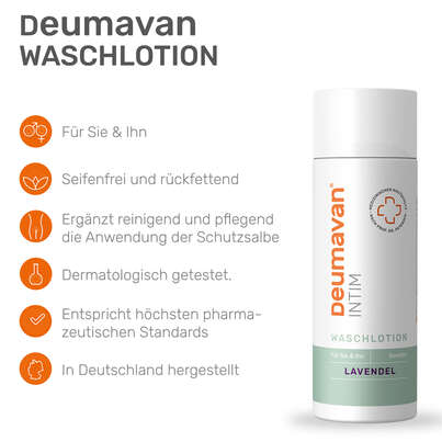 Sie sehen eine Packung Deumavan Waschlotion-Sensitive Lavendel, 200 Milliliter, Produktbild: 04 Deumavan Waschlotion-Sensitive Lavendel, 200 Milliliter, A-Nr.: 3455528 - 04