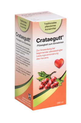 Sie sehen eine Packung Crataegutt® Flüssigkeit zum Einnehmen, 250 Milliliter, Produktbild: 01 Crataegutt® Flüssigkeit zum Einnehmen, 250 Milliliter, A-Nr.: 4210295 - 01
