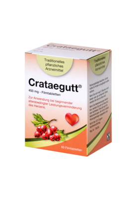 Sie sehen eine Packung Crataegutt® 450mg - Filmtabletten, 60 Stück, Produktbild: 02 Crataegutt® 450mg - Filmtabletten, 60 Stück, A-Nr.: 4215660 - 02