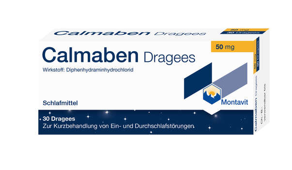 Sie sehen eine Packung Calmaben Dragees, 30 Stück, Produktbild: 01 Calmaben Dragees, 30 Stück, A-Nr.: 2428819 - 01