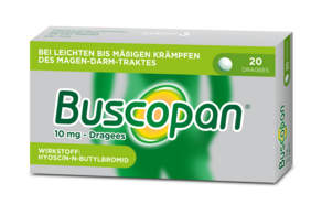 Buscopan® 10 mg – Dragees, 20 Stück, A-Nr.: 3521828 - 01