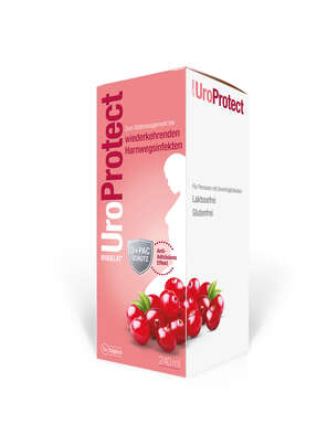 Sie sehen eine Packung Biogelat UroProtect D-Mannose plus Cranberry Liquidum, 240 Milliliter, Produktbild: 01 Biogelat UroProtect D-Mannose plus Cranberry Liquidum, 240 Milliliter, A-Nr.: 4574034 - 01