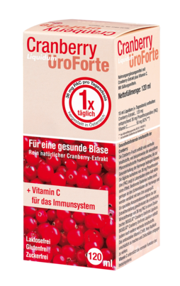 Sie sehen eine Packung BIOGELAT CRANBERRY UroForte-Liquidum, 120 Milliliter, Produktbild: 01 BIOGELAT CRANBERRY UroForte-Liquidum, 120 Milliliter, A-Nr.: 3269903 - 01