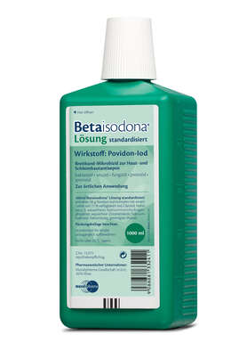 Sie sehen eine Packung Betaisodona® Lösung Standard 1000 ml, Produktbild: 01 Betaisodona® Lösung Standard 1000 ml, A-Nr.: 0188653 - 01