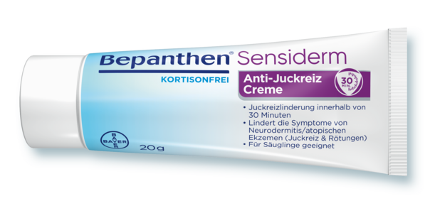 Sie sehen eine Packung Bepanthen® Sensiderm Creme, 20 Gramm, Produktbild: 04 Bepanthen® Sensiderm Creme, 20 Gramm, A-Nr.: 3917584 - 04