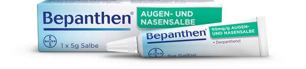 Sie sehen eine Packung Bepanthen® Augen- und Nasensalbe, 5 Gramm, Produktbild: 01 Bepanthen® Augen- und Nasensalbe, 5 Gramm, A-Nr.: 4981041 - 01