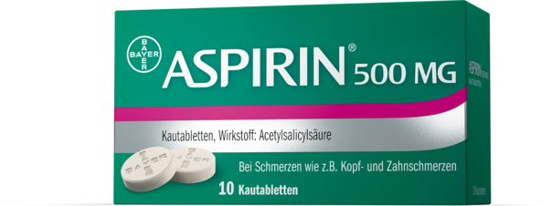Aspirin® 500 mg Kautabletten, 10 Stück, A-Nr.: 1286174 - 01