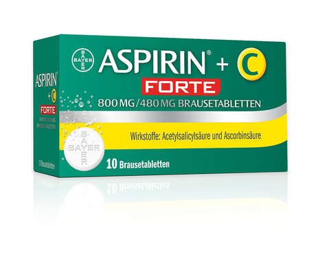 Sie sehen eine Packung Aspirin®+C forte - Brausetabletten, 10 Stück, Produktbild: 01 Aspirin®+C forte - Brausetabletten, 10 Stück, A-Nr.: 4226089 - 01