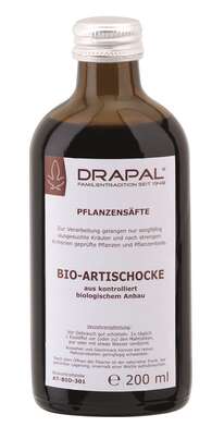 Sie sehen eine Packung DRAPAL® Artischocke Bio Pflanzensaft, 200 Milliliter, Produktbild: 01 DRAPAL® Artischocke Bio Pflanzensaft, 200 Milliliter, A-Nr.: 0229607 - 01