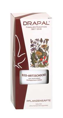 Sie sehen eine Packung DRAPAL® Artischocke Bio Pflanzensaft, 200 Milliliter, Produktbild: 03 DRAPAL® Artischocke Bio Pflanzensaft, 200 Milliliter, A-Nr.: 0229607 - 03