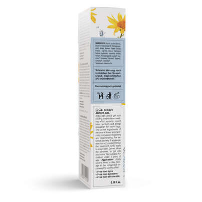 Sie sehen eine Packung Arlberger Arnika Gelee 60ml, 60 Milliliter, Produktbild: 02 Arlberger Arnika Gelee 60ml, 60 Milliliter, A-Nr.: 0545863 - 02