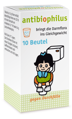 Sie sehen eine Packung Antibiophilus Pulver, 10 Stück, Produktbild: 01 Antibiophilus Pulver, 10 Stück, A-Nr.: 0694008 - 01
