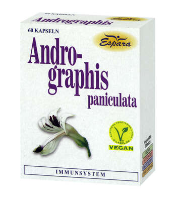 Sie sehen eine Packung Espara Andrographis Kapseln, 60 Stück, Produktbild: 02 Espara Andrographis Kapseln, 60 Stück, A-Nr.: 3492417 - 02