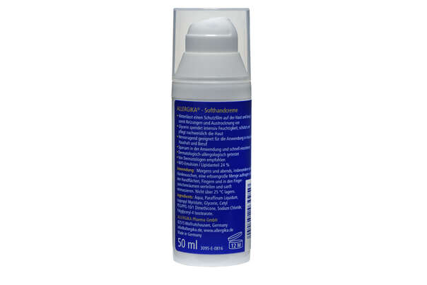 Sie sehen eine Packung Allergika Softhandcreme, 50 Milliliter, Produktbild: 01 Allergika Softhandcreme, 50 Milliliter, A-Nr.: 3377745 - 01