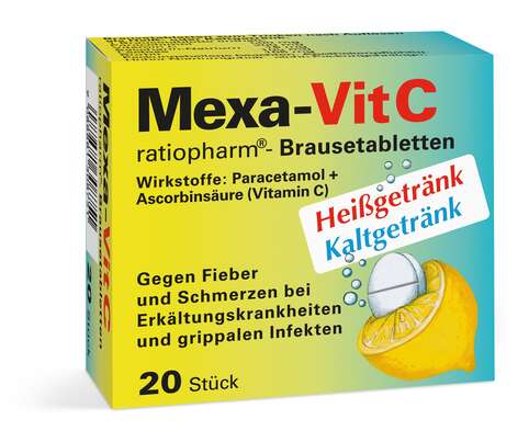 Sie sehen eine Packung Mexa-Vit C ratiopharm®, 20 Stück, Produktbild: 01 Mexa-Vit C ratiopharm®, 20 Stück, A-Nr.: 1308757 - 01