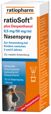 Sie sehen eine Packung RATIOSOFT NA-SPRAY +DEXP.0,5, 10 Milliliter, Produktbild: 01 RATIOSOFT NA-SPRAY +DEXP.0,5, 10 Milliliter, A-Nr.: 4214005 - 01