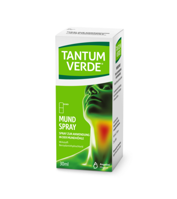 Sie sehen eine Packung Tantum Verde® Mundspray, 30 Milliliter, Produktbild: 01 Tantum Verde® Mundspray, 30 Milliliter, A-Nr.: 1319330 - 01