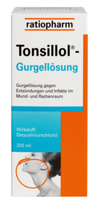 Sie sehen eine Packung Tonsillol® - Gurgellösung 200 ml, Produktbild: 01 Tonsillol® - Gurgellösung 200 ml, A-Nr.: 3906988 - 01
