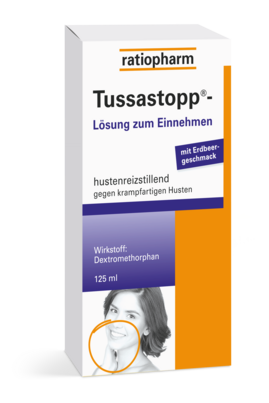 Sie sehen eine Packung Tussastopp Lösung, 125 Milliliter, Produktbild: 01 Tussastopp Lösung, 125 Milliliter, A-Nr.: 3521343 - 01