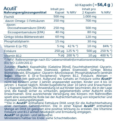 Sie sehen eine Packung Acutil® Kapseln 60 Stk., 60 Stück, Produktbild: 02 Acutil® Kapseln 60 Stk., 60 Stück, A-Nr.: 4534247 - 02