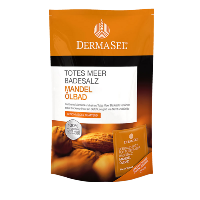 Sie sehen eine Packung Fette Dermasel Badesalz Mandel, 400 Gramm, Produktbild: 01 Fette Dermasel Badesalz Mandel, 400 Gramm, A-Nr.: 3831925 - 01
