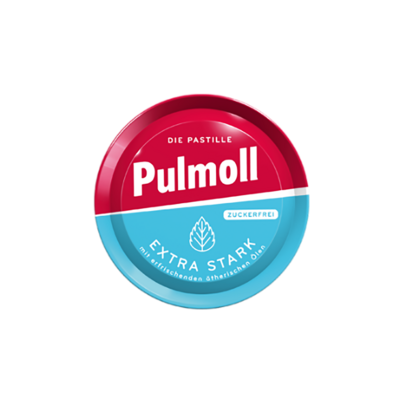 Sie sehen eine Packung Pulmoll Hustenbonbon extra stark zuckerfrei, 50 Gramm, Produktbild: 01 Pulmoll Hustenbonbon extra stark zuckerfrei, 50 Gramm, A-Nr.: 1569587 - 01