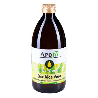 Sie sehen eine Packung APOfit Bio Aloe Vera Frischpflanzenpreßsaft 500ml, Produktbild: 01 APOfit Bio Aloe Vera Frischpflanzenpreßsaft 500ml, A-Nr.: 3438375 - 01