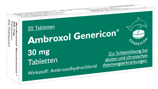 Sie sehen eine Packung AMBROXOL GEN TBL 30MG, 20 Stück, Produktbild: 01 AMBROXOL GEN TBL 30MG, 20 Stück, A-Nr.: 1257787 - 01