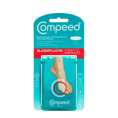 Sie sehen eine Packung COMPEED H.C.SYST.BLASENPFL S, 6 Stück, Produktbild: 01 COMPEED H.C.SYST.BLASENPFL S, 6 Stück, A-Nr.: 1773862 - 01