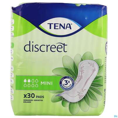 Sie sehen eine Packung Inkontinenz Tena/lady Discreet Einlage Mini 760263 30st, Produktbild: 01 Inkontinenz Tena/lady Discreet Einlage Mini 760263 30st, A-Nr.: 4596320 - 01