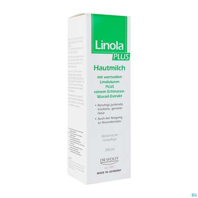 Sie sehen eine Packung LINOLA PLUS HMIL, 200 Milliliter, Produktbild: 02 LINOLA PLUS HMIL, 200 Milliliter, A-Nr.: 4554907 - 02