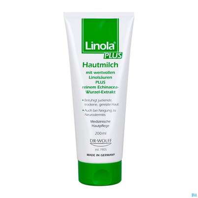 Sie sehen eine Packung LINOLA PLUS HMIL, 200 Milliliter, Produktbild: 04 LINOLA PLUS HMIL, 200 Milliliter, A-Nr.: 4554907 - 04