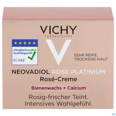 Sie sehen eine Packung Vichy Neovadiol Rose Platinum Tagespflege, 50 Milliliter, Produktbild: 01 Vichy Neovadiol Rose Platinum Tagespflege, 50 Milliliter, A-Nr.: 4732214 - 01