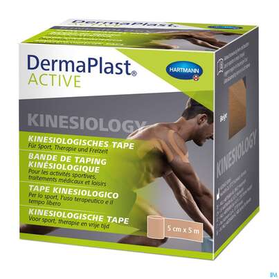 Sie sehen eine Packung Tape Kinesiologisch Dermaplast Active 5cmx 5m Beige 1st, Produktbild: 01 Tape Kinesiologisch Dermaplast Active 5cmx 5m Beige 1st, A-Nr.: 4749137 - 01