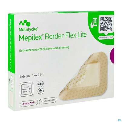 Sie sehen eine Packung Wundverband Mepilex Silikon Border/flex/lite 4x 5cm 10st, Produktbild: 03 Wundverband Mepilex Silikon Border/flex/lite 4x 5cm 10st, A-Nr.: 3067795 - 03