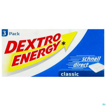Sie sehen eine Packung DEXTRO ENERGY 3ER WUE NEUTR, 138 Gramm, Produktbild: 01 DEXTRO ENERGY 3ER WUE NEUTR, 138 Gramm, A-Nr.: 3207718 - 01