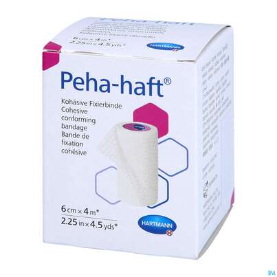 Sie sehen eine Packung Peha-haft Fixierbinde/latexfrei 4mx 6cm 1st, Produktbild: 04 Peha-haft Fixierbinde/latexfrei 4mx 6cm 1st, A-Nr.: 3328221 - 04